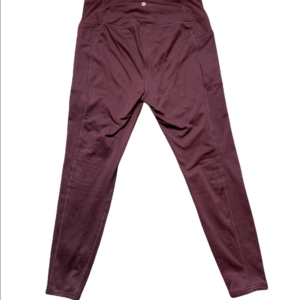 EUC RBX Plum High-Rise Fleece-Lined Leggings XL Side Pockets Activewear - Picture 4 of 8